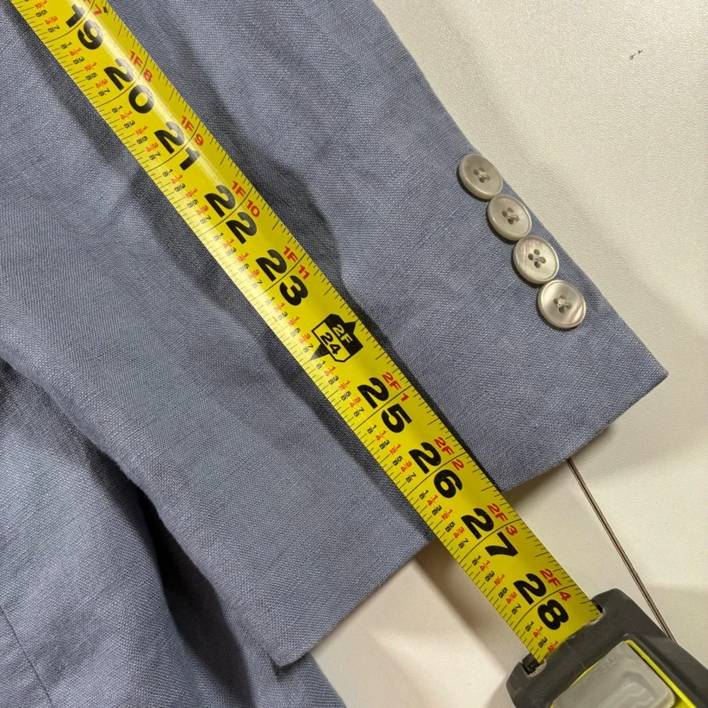 Lauren Ralph Lauren  100% Linen Blazer 46L Light Blue Paisley Lined Sport Coat